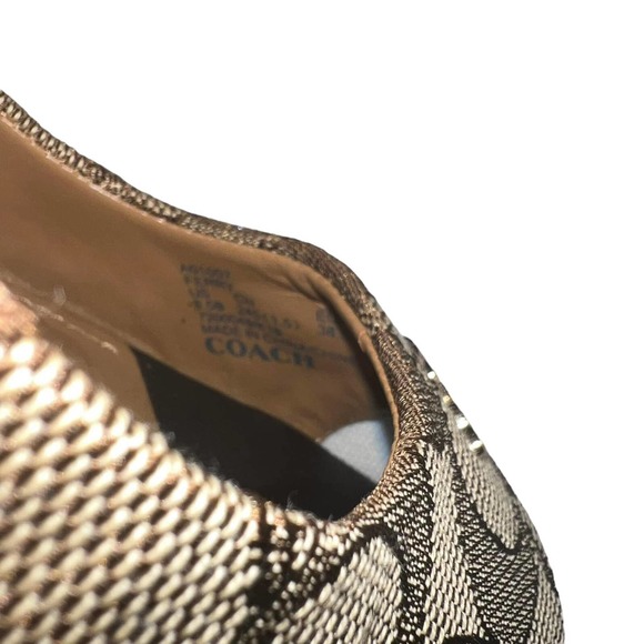 Coach Tan Signature Slingback Peeptoe FERRY Shoes Size 8.5 - Picture 10 of 10